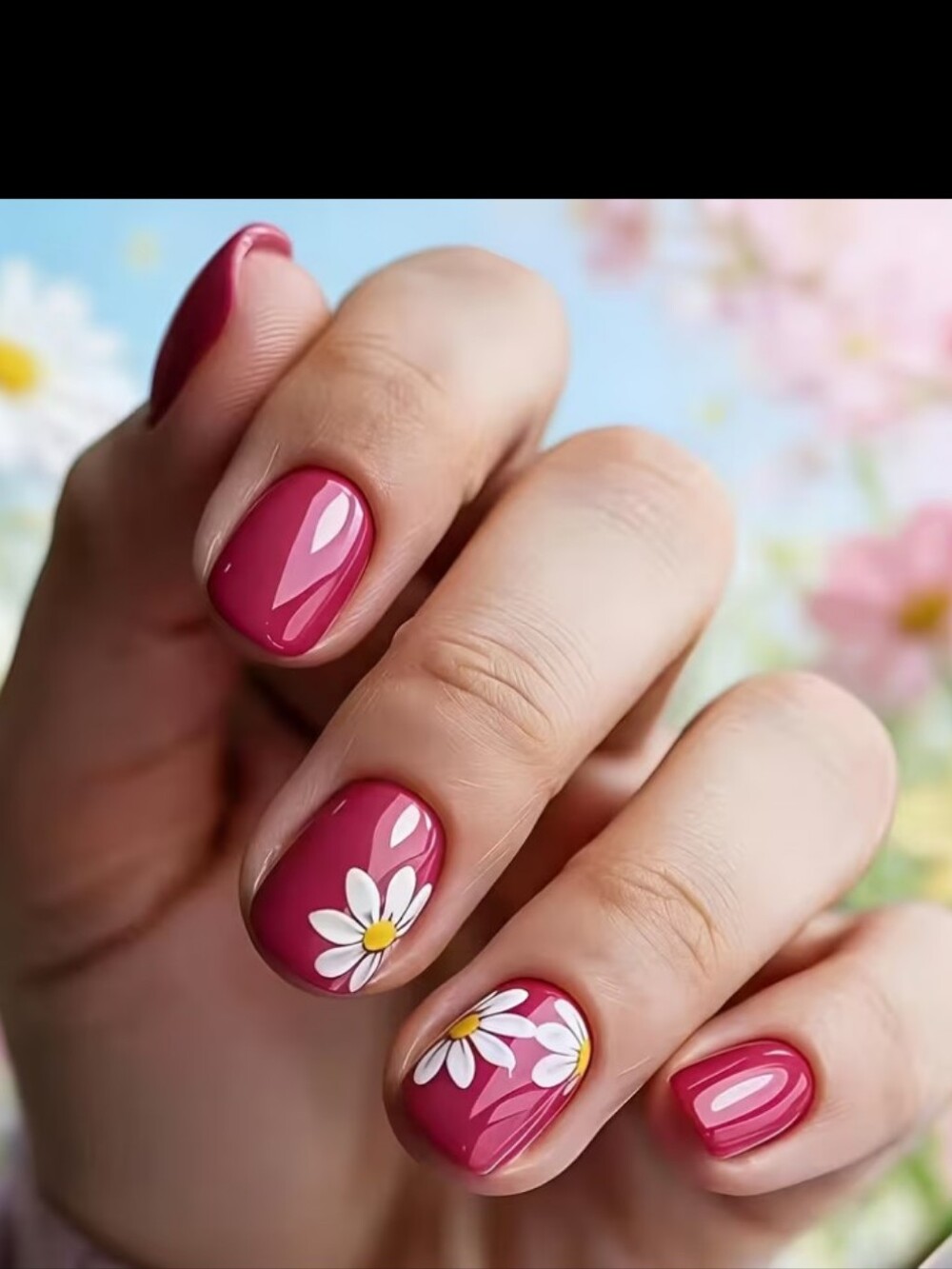 3/$21 Pink Daisy Press On Nails